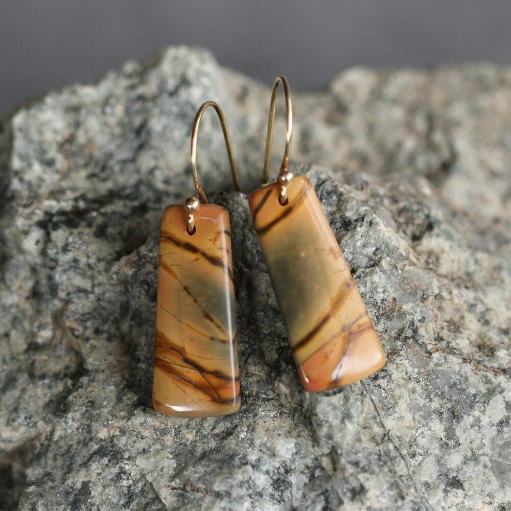Red Creek Jasper and Gold Earrings